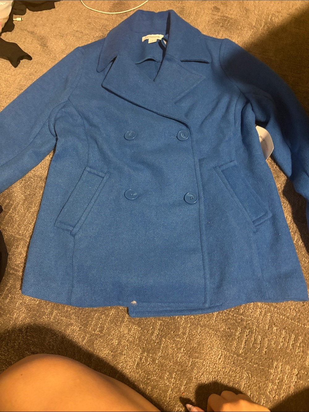 Liz Claiborne Royal Blue Double-Breasted Pea Coat